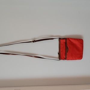 Lauren Ralph Lauren Red Brown Handbag Purse Logo Horseshoes